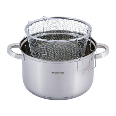 Каструля для фритюру Kamille 25 см з нержавіючої сталі KM-5625S