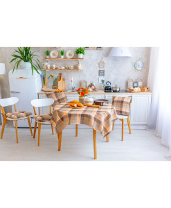 Скатерть Прованс Toffee коричневая клеточка 220х136 (12389) фото 2 Скатерть Прованс Toffee коричневая клеточка 220х136 (12389) фото 2