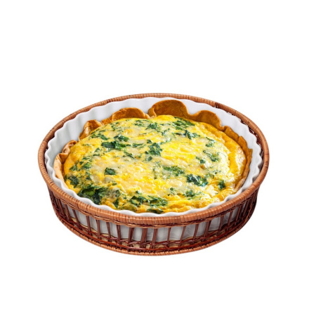 Форма Kamille керамічна для запікання 2.1л кругла з ротанговим кошиком