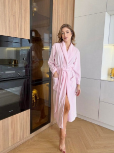 Жіночий велюровий халат довгий Pink в подарунковій упаковці  рожевий фото 1 Жіночий велюровий халат довгий Pink в подарунковій упаковці  рожевий фото 1