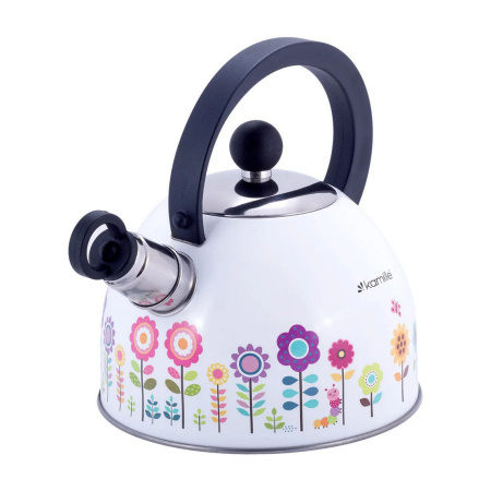 Чайник Kamille Квіти 1,8 л, з нержавіючої сталі, зі свистком, для індукції та газу KM-1079