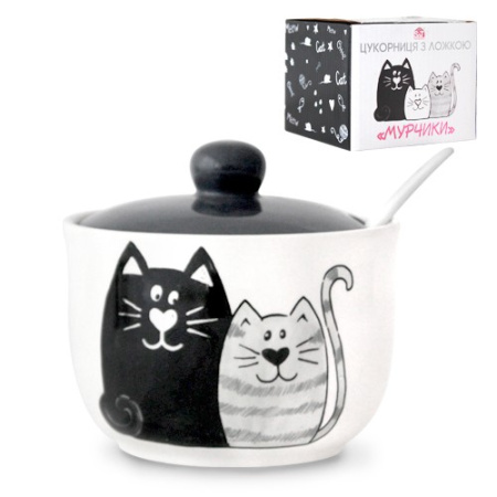Цукорниця зложкою Мурчики 11х7,5см , 450мл