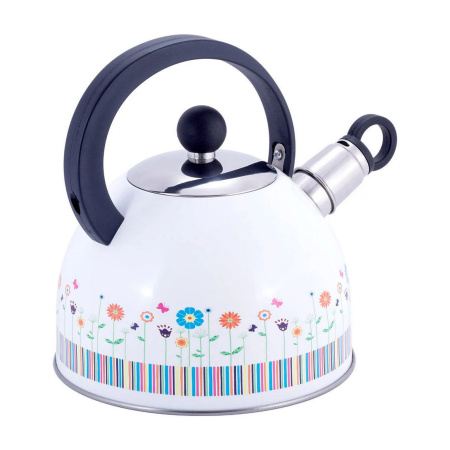 Чайник Kamille Квіти 1,8 л, з нержавіючої сталі, зі свистком, для індукції та газу KM-1079