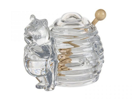 Банка для меду Медвежа з дерев. ложкою, 12х14 см 355-058