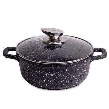 Каструля з кришкою Kamille 2.3 л з литого алюмінію з антипригарним покриттям, для індукції та газу