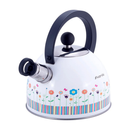 Чайник Kamille Квіти 1,8 л, з нержавіючої сталі, зі свистком, для індукції та газу KM-1079