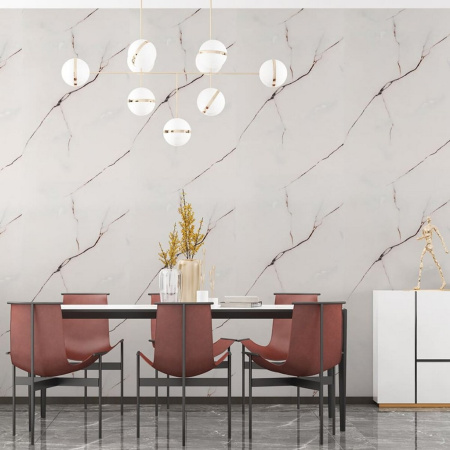 Самоклеюча стінова PET плитка у рулоні 60x300x0,2см білий мармур SW-00001697