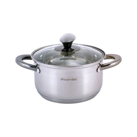 Набір каструль Kamille з нержавіючої сталі, 8 предметів, для індукції та газу (1.5 л, 2.0 л, 3.0 л, 5.0 л) KM-4927