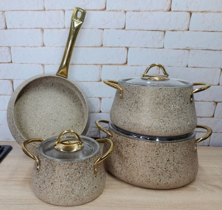 Набір посуду OMS  з а/п покриттям з 7 (4/3) предметів беж