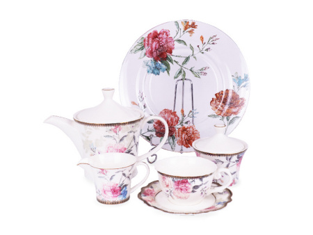 Чайний набір Lefard Камелія 15 пр. і блюдо скляне 27 см 935-011