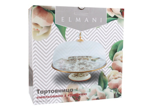 Тортівниця емальована на ножці та з кришкою Elmani 30 см 763-014 фото 3 Тортівниця емальована на ножці та з кришкою Elmani 30 см 763-014 фото 3