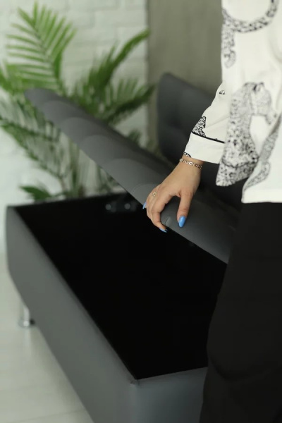 Прямой диван с нишей в экокожи K1 серый фото 3