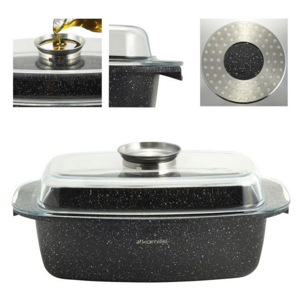 Гусятниця з кришкою Kamille 32 см з литого алюмінію антипригарна KM-4433 фото 2