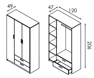 Шафа розпашна Анді 120х49х206 см фото 4