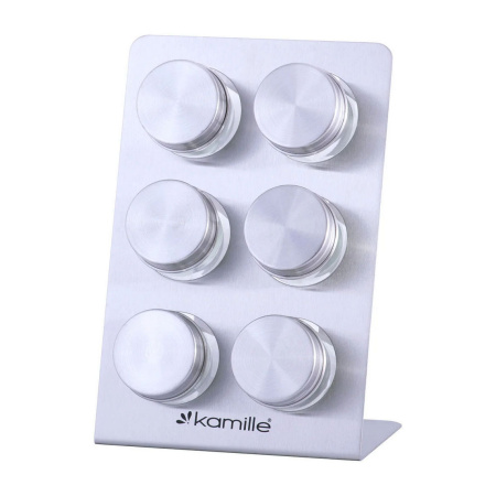 Набір ємностей для спецій Kamille на квадратній підставці, для сервірування столу KM-7036