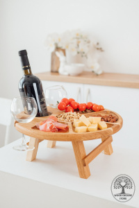 Винный столик Wood Decor на 2 бокала + отверстие под бутылку фото 5 Винный столик Wood Decor на 2 бокала + отверстие под бутылку фото 5