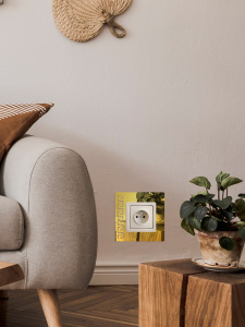 Зеркальный настенный акриловый декор рамка наклейка под выключатель №17 золото 1 шт. фото 1