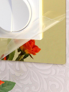 Зеркальный настенный акриловый декор рамка наклейка под выключатель №17 золото 1 шт. фото 4