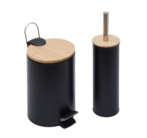 Комплект для ванной комнаты FABRIKA Bamboo ведро для мусора + ёршик для унитаза Black фото 1 Комплект для ванной комнаты FABRIKA Bamboo ведро для мусора + ёршик для унитаза Black фото 1
