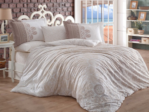 Постільна білизна Hobby Poplin Irene бежевий 200х220; 2х50х70 фото 1 Постільна білизна Hobby Poplin Irene бежевий 200х220; 2х50х70 фото 1