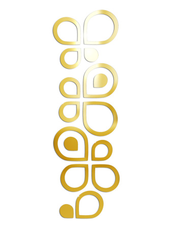 Дзеркальний настінний акриловий декор велика наліпка "Аква" 16 шт. золото