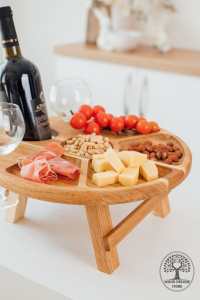 Винный столик Wood Decor на 2 бокала + отверстие под бутылку фото 3 Винный столик Wood Decor на 2 бокала + отверстие под бутылку фото 3