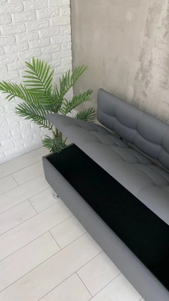 Прямой диван с нишей в экокожи K1 серый фото 4