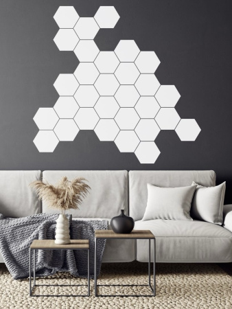 Глянсовий настінний акриловий декор наліпка "Соти-96" 24 шт. білий