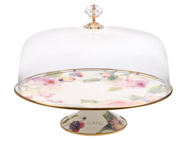 Тортовница эмалированная Elmani с крышкой на ножке, 30 см 763-007 фото 1