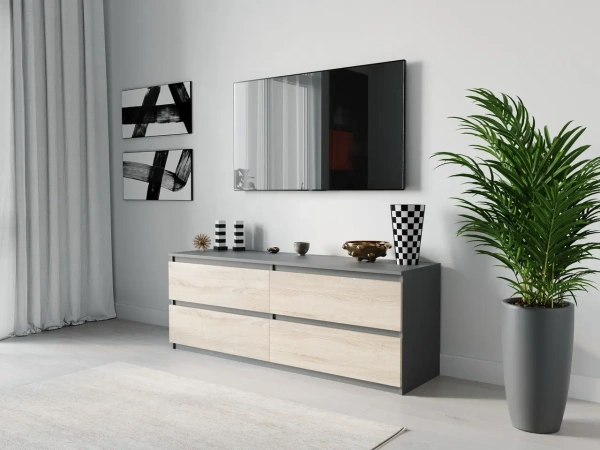 Тумба під ТВ T223 корпус антрацит/фасад дуб сонома