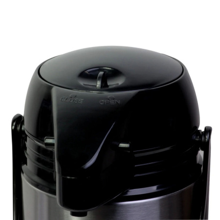 Термос Kamille 1900 мл пластиковий, зі скляною колбою (чорний/срібло) KM-2026