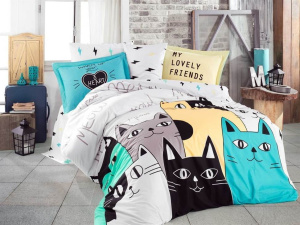Постельное белье Hobby Poplin Love Cats желтый фото 1 Постельное белье Hobby Poplin Love Cats желтый фото 1