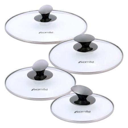 Набір каструль Kamille з нержавіючої сталі, 8 предметів, для індукції та газу (1.5 л, 2.0 л, 3.0 л, 5.0 л) KM-4927