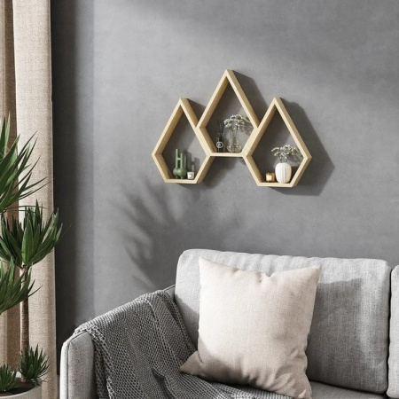 Полиця дерев'яна настінна Вігвам 3 шт натуральний