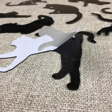 Глянцева наклейка настінна акрилова дзеркальна для декору "Кішки" 8 шт. чорна