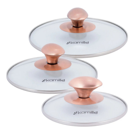 Набір каструль Kamille з нержавіючої сталі 6 предметів, для індукції та газу (1.0 л, 1.5 л, 2.0 л) KM-4936