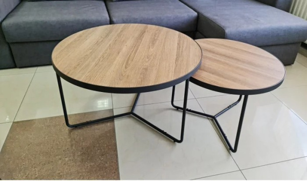 Комплект журнальних столиків ITALIA II горіх/чорний д.80, 60