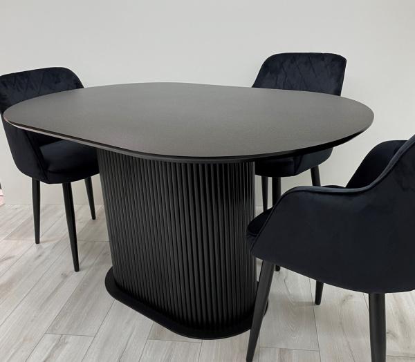 Стіл обідній овальний з HPL (Чорний) фото 5
