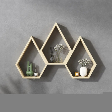 Полиця дерев'яна настінна Вігвам 3 шт натуральний