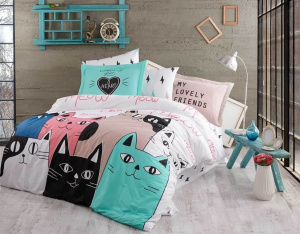 Постельное белье Hobby Poplin Love Cats розовый фото 1 Постельное белье Hobby Poplin Love Cats розовый фото 1