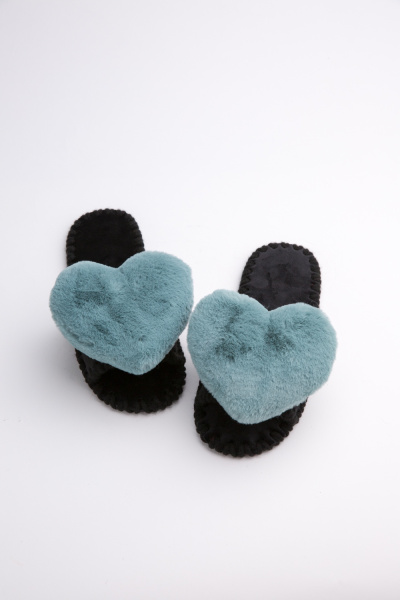 Детские домашние тапочки Family Story Сердечки Бирюзовые фото 5
