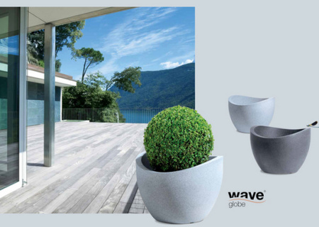 Кашпо для квітів Scheurich Wave globe пластик 30, гранітно-чорний