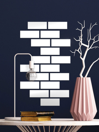 Глянсовий настінний акриловий декор наліпка "Цеглинки" 18 шт. білий