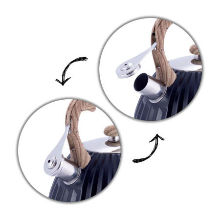 Чайник Kamille 3 л з нержавіючої сталі зі свистком та нейлоновою ручкою, для індукції та газу KM-1076