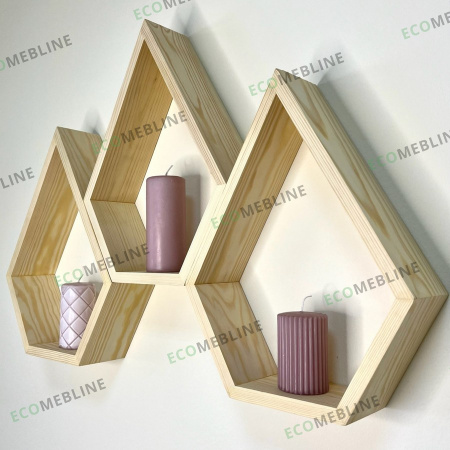 Полиця дерев'яна настінна Вігвам 3 шт натуральний