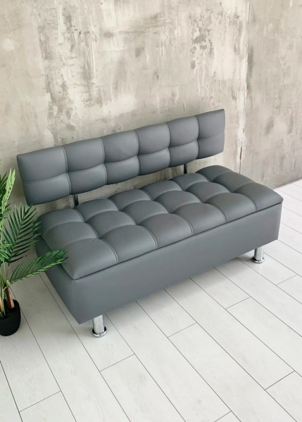 Прямой диван с нишей в экокожи K1 серый фото 1