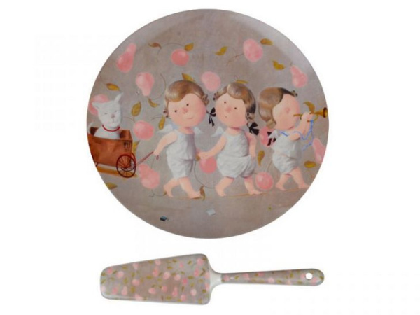 Блюдо для торта с лопаткой Lefard Мы Везем С Собой Кота 27 см 924-351 фото 1