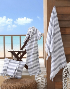 Рушник Hobby Stripe Peshtemal 70х140 сірий 340 фото 2 Рушник Hobby Stripe Peshtemal 70х140 сірий 340 фото 2