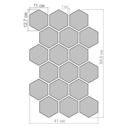 Дзеркальний настінний акриловий декор наліпка "Соти-127" 18 шт. золото