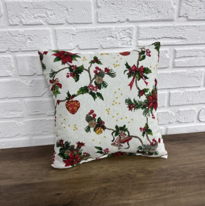 Подушка новогодняя X-mas rowan branches 40х40 см цельная фото 1 Подушка новогодняя X-mas rowan branches 40х40 см цельная фото 1